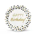 Pappteller (FSC Mix) Birthday Confetti - gold-black O23cm [8 Stk]