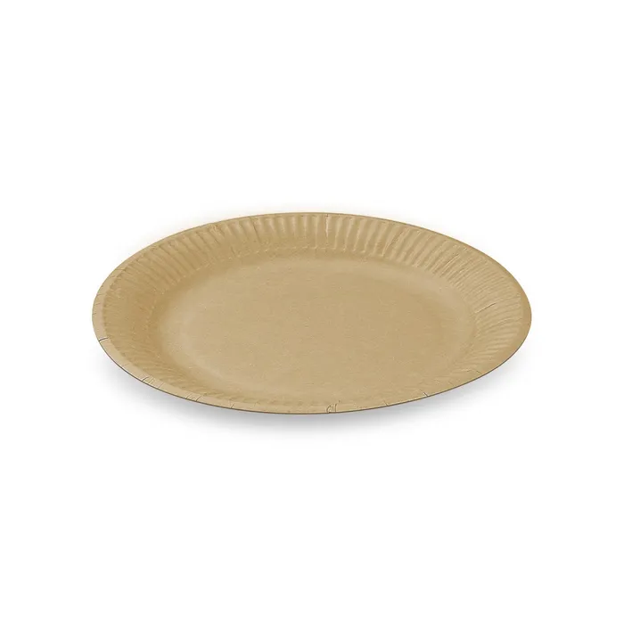 Hauptproduktbild Papírový talíř mělký hnědý průměr 18 cm, nepromastitelný [100 ks]