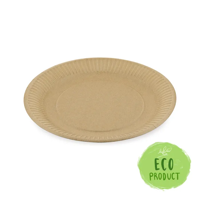 Hauptproduktbild Papírový talíř mělký hnědý průměr 23 cm, nepromastitelný [100 ks]