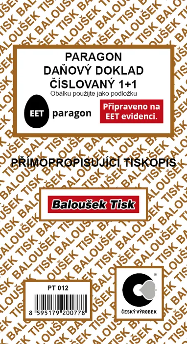 Hauptproduktbild Paragon daňový doklad propisující číslovaný PT012