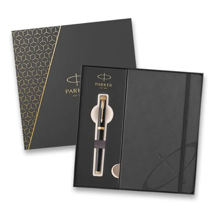 Hauptproduktbild Parker IM Premium Black GT plnicí pero, hrot F, dárková kazeta se zápisníkem