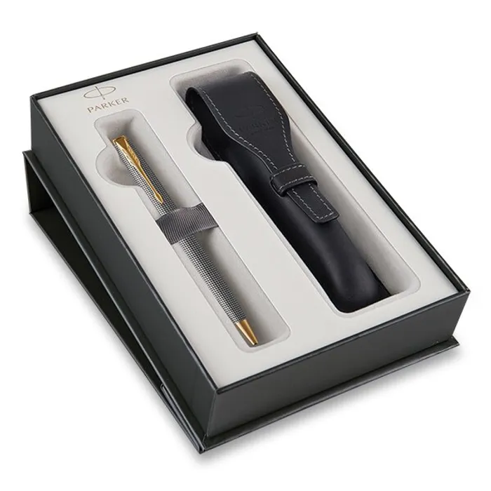 Hauptproduktbild Parker Sonnet Deluxe Silver Chiselled GT kuličková tužka, dárková sada s pouzdrem