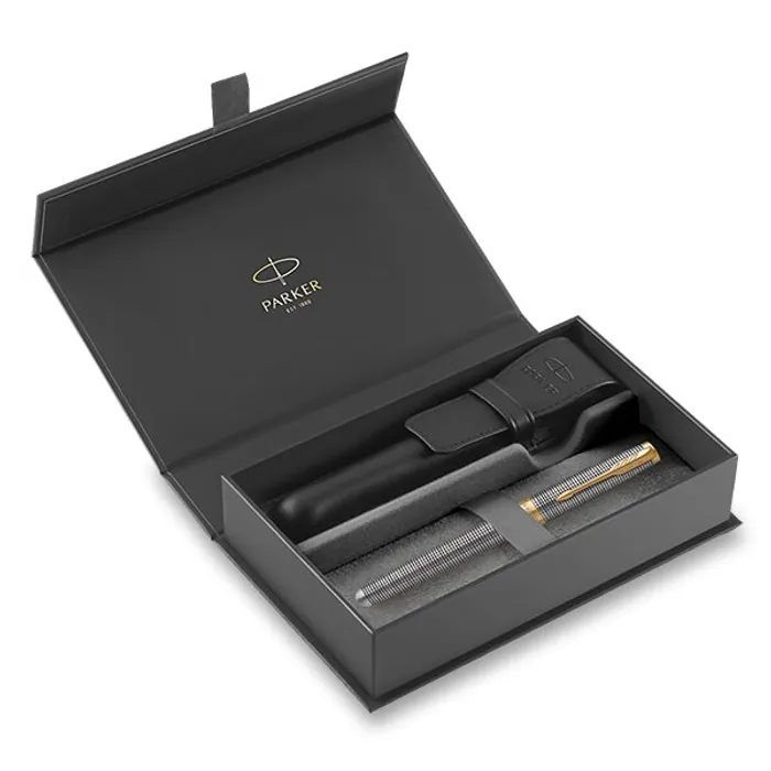 Hauptproduktbild Parker Sonnet Deluxe Silver Chiselled GT plnicí pero, hrot F, dárková kazeta s koženým pou