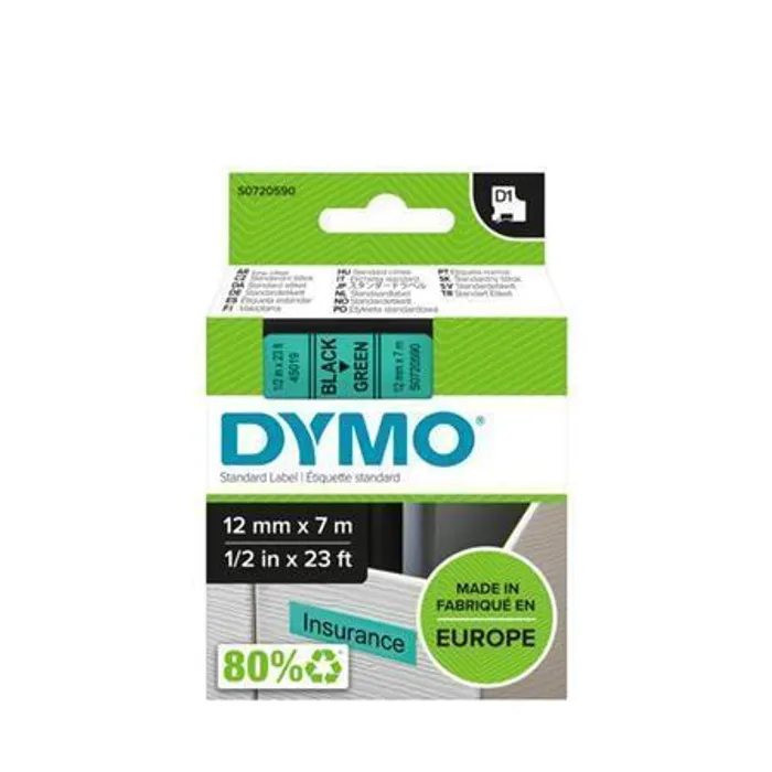 Hauptproduktbild Páska, 12 mm x 7 m, DYMO "D1", černá-zelená