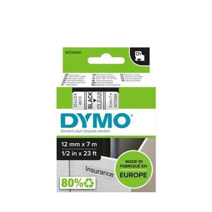 Hauptproduktbild Páska, 12 mm x 7 m, DYMO "D1", průhledná-černá