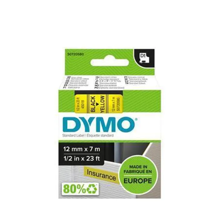 Hauptproduktbild Páska, 12 mm x 7 m, DYMO "D1", žlutá-černá