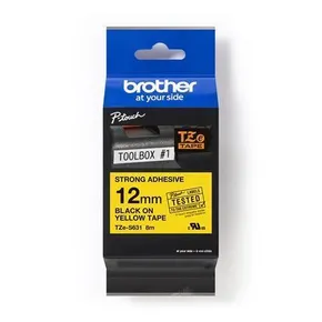 Klebeband, 12 mm x 8 m, BROTHER, gelb-schwarz