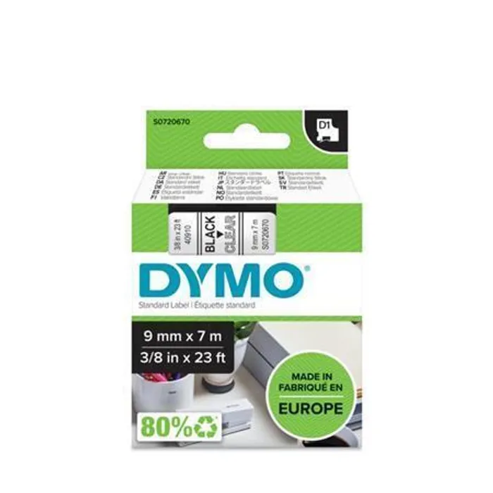 Hauptproduktbild Páska, 9 mm x 7 m, DYMO "D1", průhledná-černá