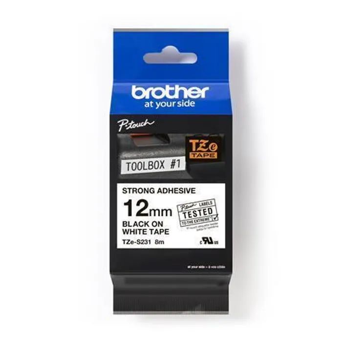 Hauptproduktbild Páska, pevná, 12 mm x 8 m, BROTHER, bílá-černá