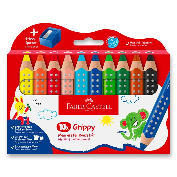 Hauptproduktbild Pastelka Faber-Castell Grippy - 10 barev, ořezávátko