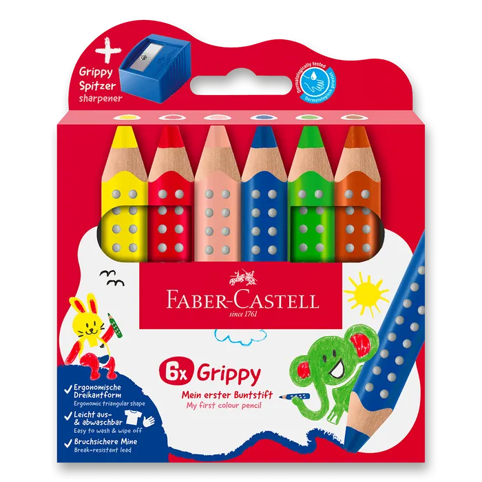 Hauptproduktbild Pastelka Faber-Castell Grippy - 6 barev, ořezávátko