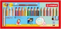 Buntstift, Wasserlinie und Wachsstift in einem STABILO woody 3 in 1 – 18-teiliges Set+Spitzer+Pinsel
