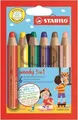 Buntstift, Füllfederhalter und Wachsstift in einem STABILO woody 3 in 1 – 6-teiliges Set