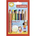Buntstift, Füllfederhalter und Wachsstift in einem STABILO woody 3 in 1 – 6-teiliges Set