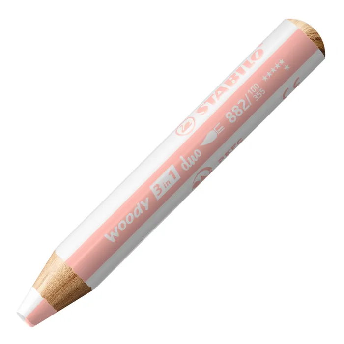 Hauptproduktbild Pastelka, vodovka & voskovka v jednom STABILO woody 3 in 1 duo - bílá/meruňková