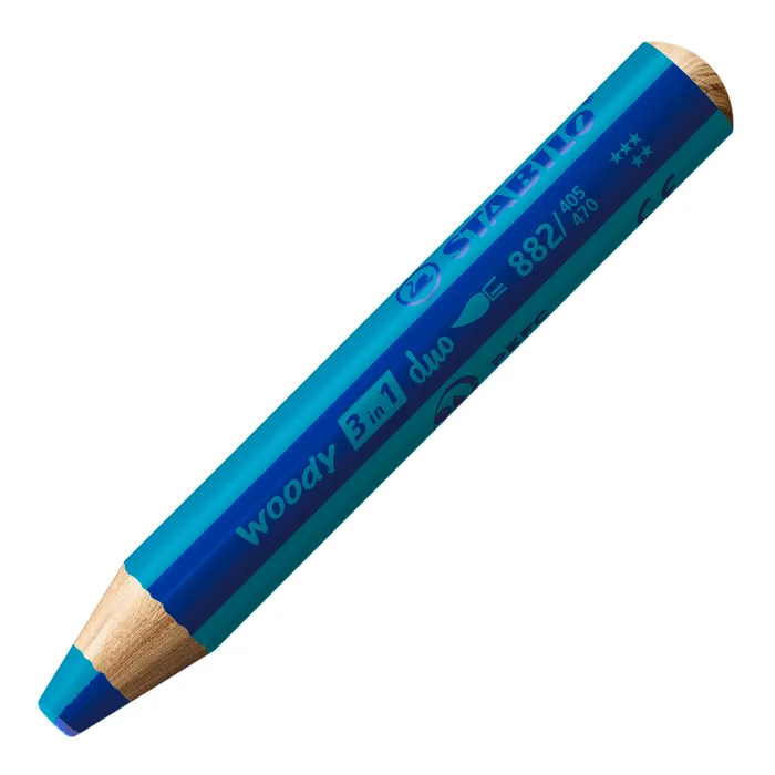 Hauptproduktbild Pastelka, vodovka, voskovka v jednom STABILO woody 3 in 1 duo - ultramarínová modrá/tyrkys