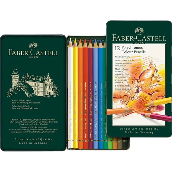 Hauptproduktbild Pastelky Faber-Castell 110012 Polychromos plechová krabička, 12 barev