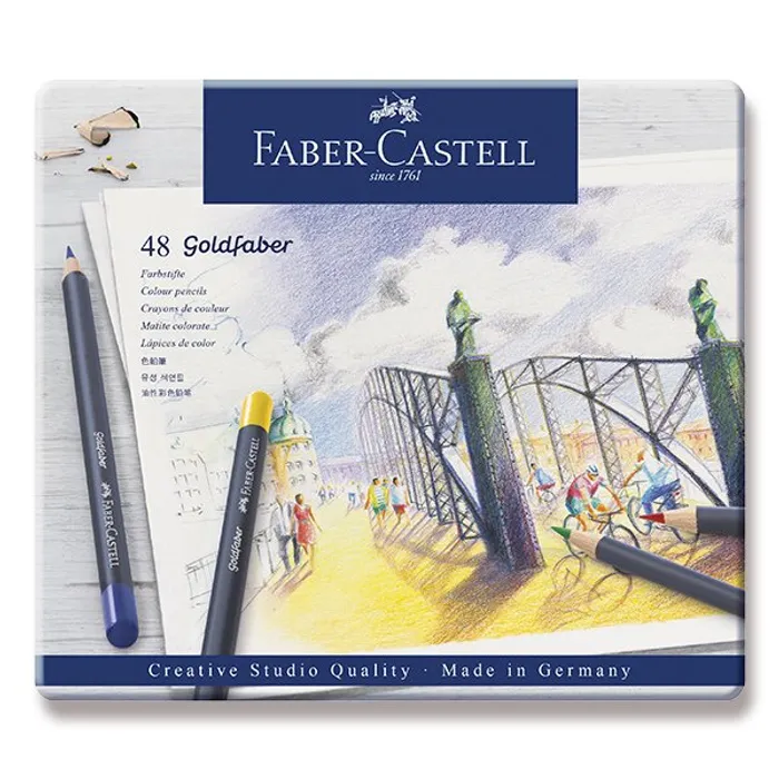 Hauptproduktbild Pastelky Faber-Castell 114748 Goldfaber plechová krabička, 48 barev
