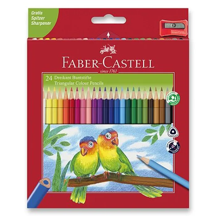 Hauptproduktbild Pastelky Faber-Castell 120524 trojhranné 24 barev + ořezávátko