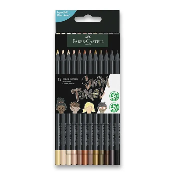 Hauptproduktbild Pastelky Faber-Castell Black Edition tělové barvy, 12 barev