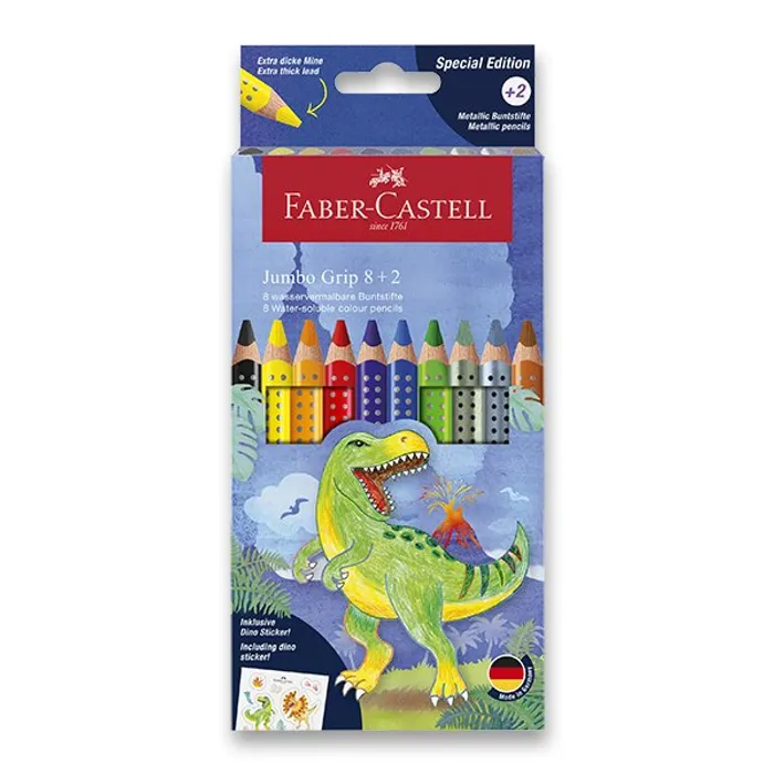 Hauptproduktbild Pastelky Faber-Castell Colour Grip Jumbo Dinosaurus 10 barev