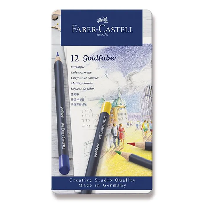 Hauptproduktbild Pastelky Faber-Castell Goldfaber plechová krabička, 12 barev