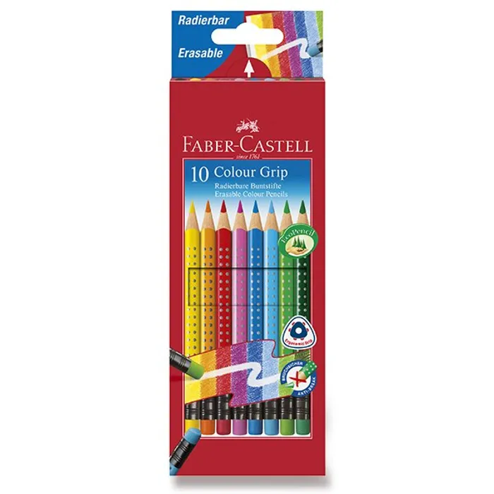 Hauptproduktbild Pastelky Faber-Castell Grip 2001 s barevnou pryží 10 barev