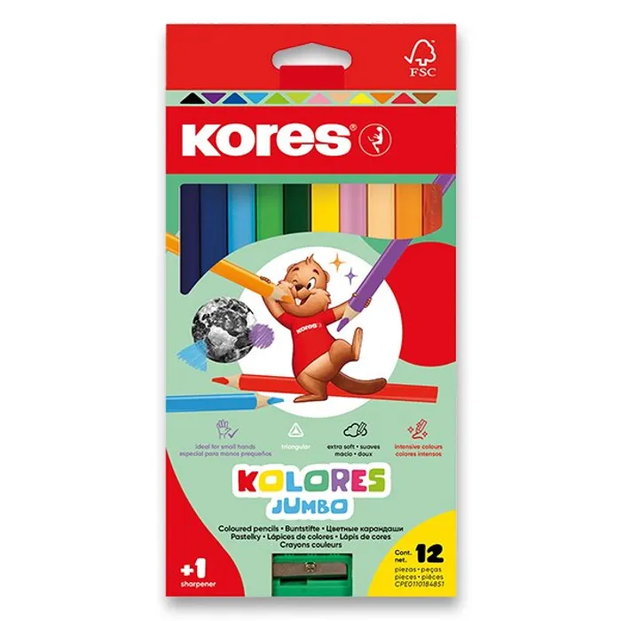 Hauptproduktbild Pastelky Kores Kolores Jumbo 12 barev