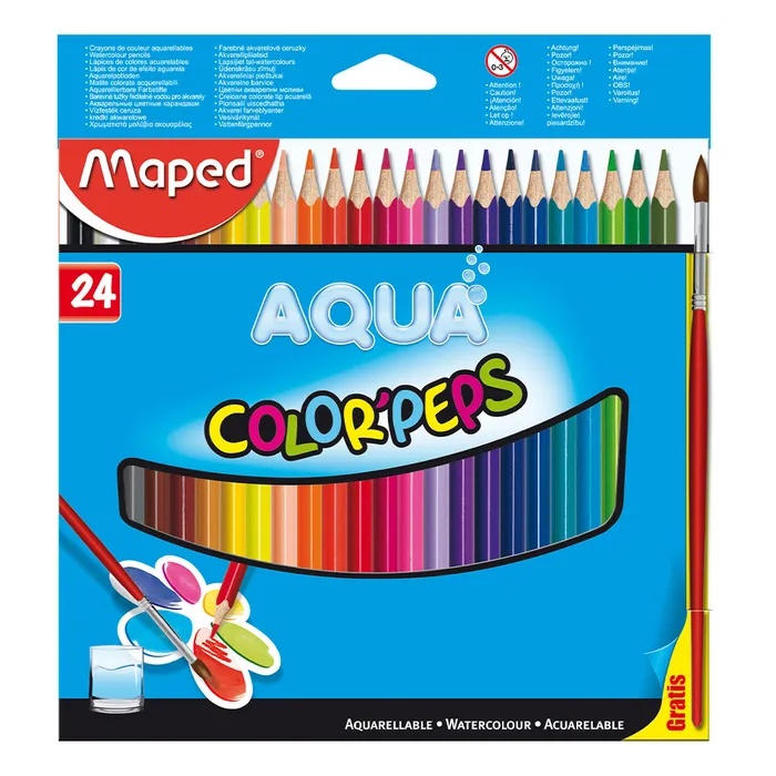 Hauptproduktbild Pastelky Maped Color´Peps Aqua, 24 barev + štětec