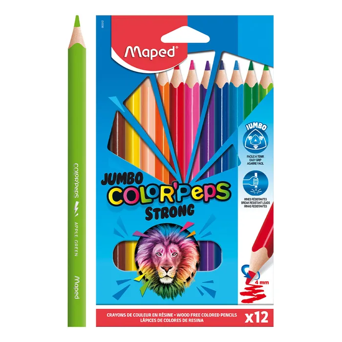 Hauptproduktbild Pastelky Maped Color'Peps Strong Jumbo 12 barev