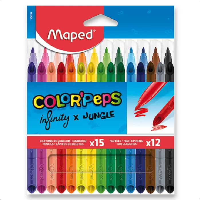 Hauptproduktbild Pastelky Maped Infinity 15 ks + 12 ks fixů Jungle
