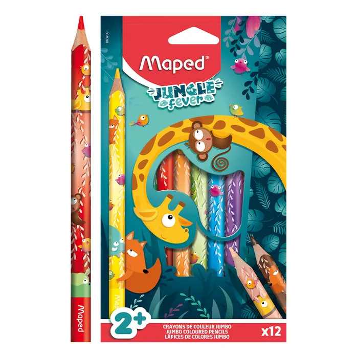 Hauptproduktbild Pastelky Maped Jumbo Jungle Fever 12 barev, trojhranné