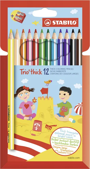 Hauptproduktbild Pastelky trojhranné STABILO Trio silná - 12 ks sada s ořezávátkem