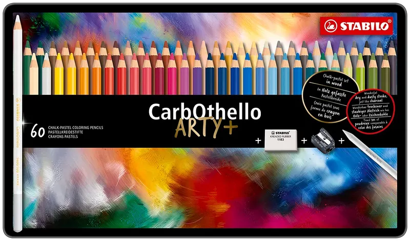 Hauptproduktbild Pastelové křídy STABILO CarbOthello, sada 60 ks v kovovém pouzdru