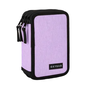 Federmäppchen 3-tlg. leer UNICOLOR Violett