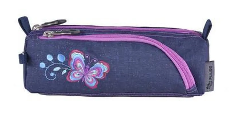 Hauptproduktbild Penál "Music Jeans Flower", šedá-růžová, zip, PULSE