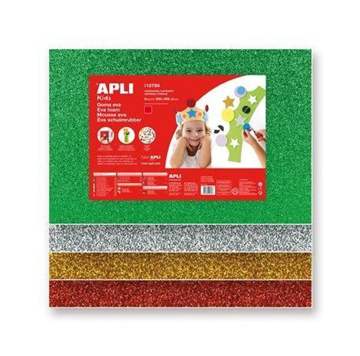 Hauptproduktbild Pěnová guma "Eva sheets", zelená, třpytivá, 400x600 mm, APLI