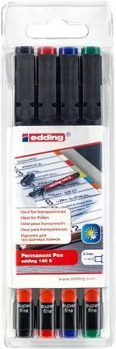 Hauptproduktbild Permanentní popisovač "140 S", 4 barvy, OHP, 0,3mm, EDDING