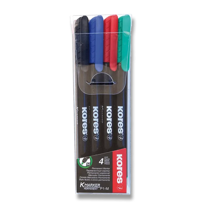 Hauptproduktbild Permanentní popisovač Kores K-Marker sada 4 barev, tenký hrot M