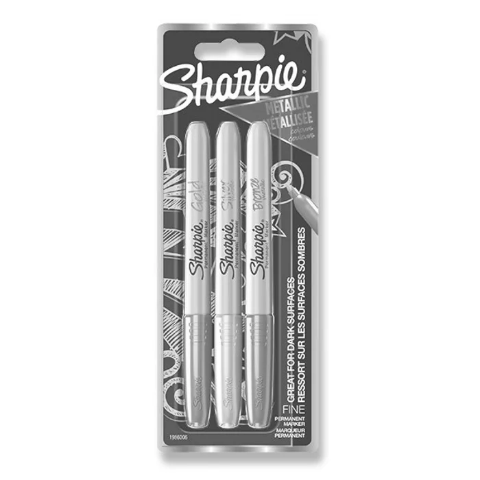 Hauptproduktbild Permanentní popisovač Sharpie Metallic Clip Strip sada 3 ks, 12 blistrů, metalické barvy