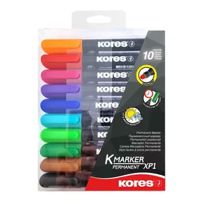 Kores K-Marker XP1 Permanent Marker, 3 mm Round Tip, Set of 10 Colors