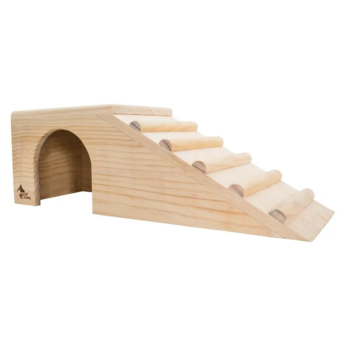 Hauptproduktbild PetBuddy domeček s rampou přírodní, 42 x 15 x 14 cm, borové dřevo