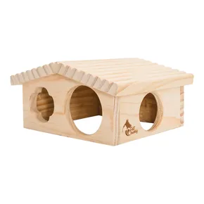 PetBuddy Hütte klein, natürlicher Hundezwinger, 20 x 17 x 11 cm, Kiefernholz
