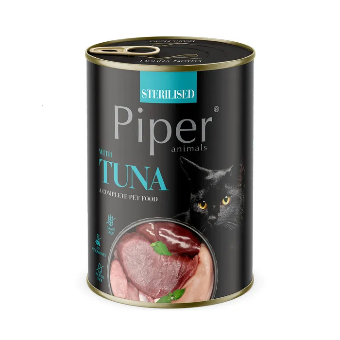 Hauptproduktbild PIPER CAT konzerva pro sterilizované kočky, s tuňákem, 400g