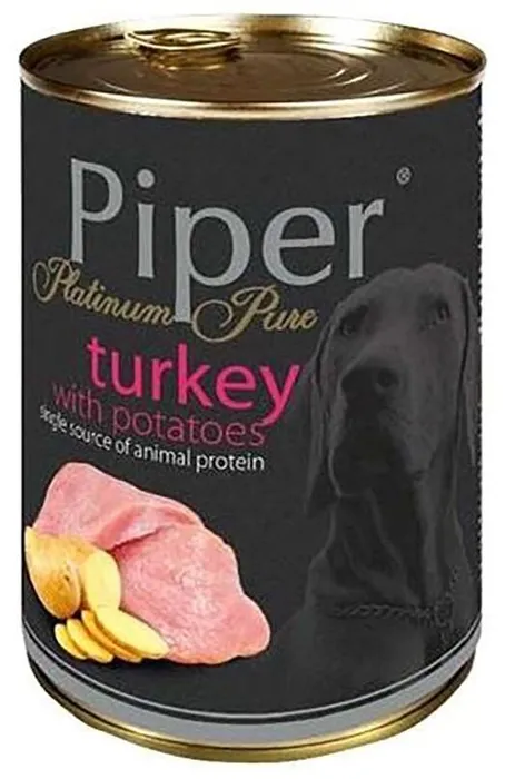 Hauptproduktbild PIPER PLATINUM PURE krůta s bramborami, konzerva pro psy, 400 g