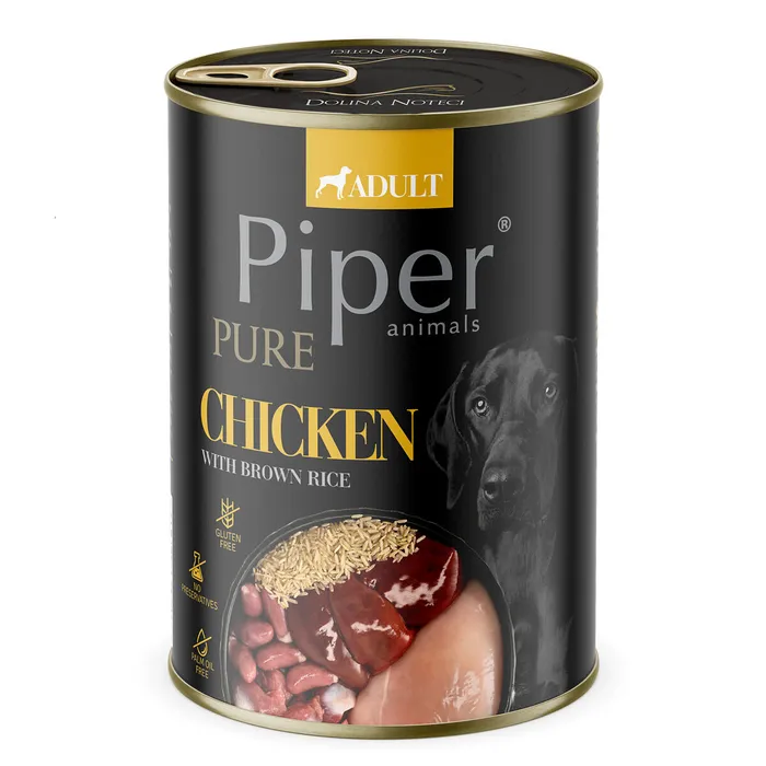 Hauptproduktbild PIPER PLATINUM PURE kuře s hnědou rýží, konzerva pro psy, 400 g