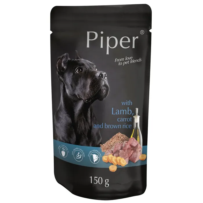 Hauptproduktbild PIPER s jehněčím, mrkví a rýží, kapsička pro psy 150 g