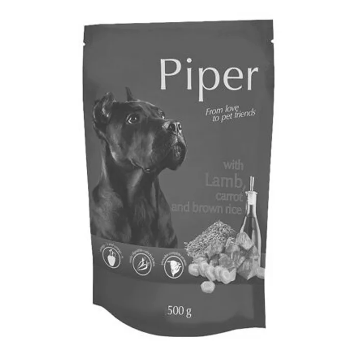 Hauptproduktbild PIPER s jehněčím, mrkví a rýží, kapsička pro psy 500g