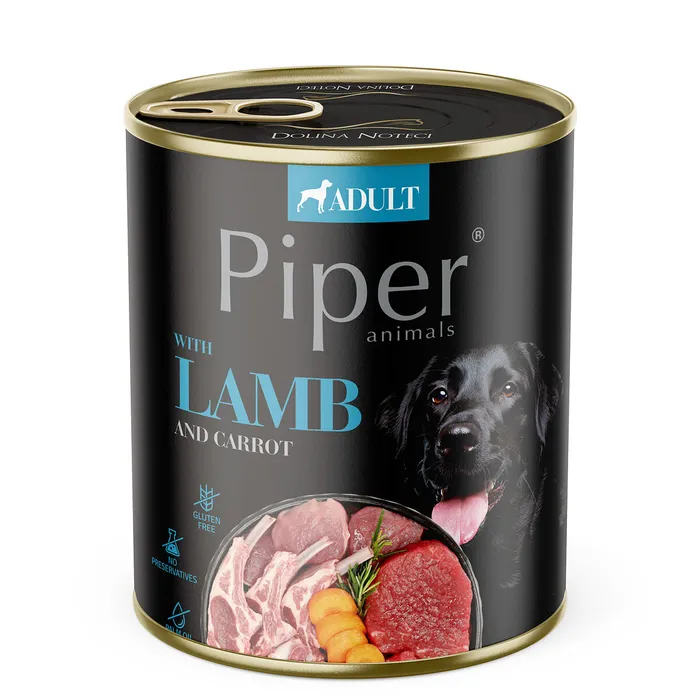 Hauptproduktbild PIPER s jehněčím, mrkví a rýží, konzerva pro psy 800g