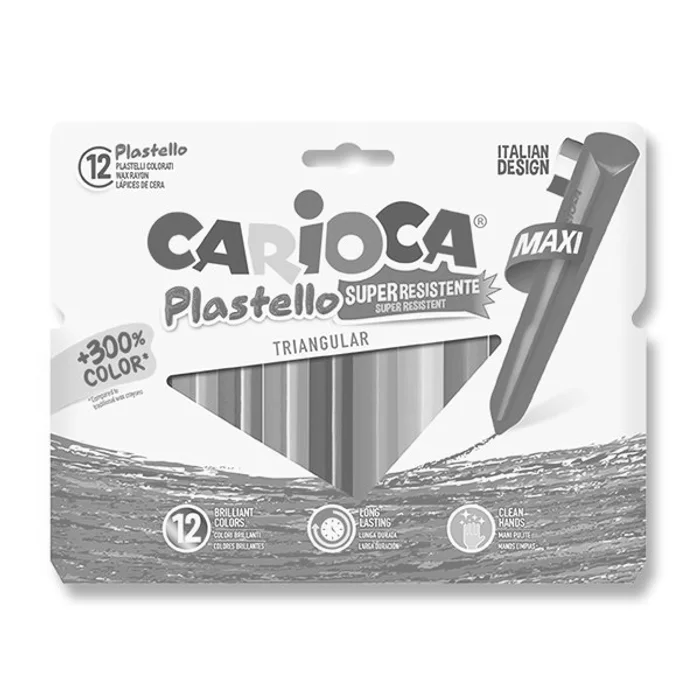 Hauptproduktbild Plastové pastely Carioca Plastello Maxi 12 barev, trojhranné